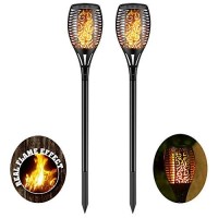 Solar Torch Light With Flickering Flame,Fire Effect Lantern,Dancing Flame,Solar Garden Light, Dust To Dawn,Outdoor Waterproof Garden Decoration, Solar Powered Stick Light Zkee(Set Of 2)