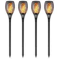 Solar Torch Light With Flickering Flame,Fire Effect Lantern,Dancing Flame,Solar Garden Light, Dust To Dawn,Outdoor Waterproof Garden Decoration, Solar Powered Stick Light Zkee(Set Of 4)