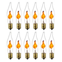 Sunlite 01506-Su Petite Chandelier Flicker Flame Light Bulb Candelabra Base, Orange, E12, Clear, 12 Pack, 3 Watts