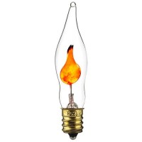 Sunlite 01506-Su Petite Chandelier Flicker Flame Light Bulb Candelabra Base, Orange, E12, Clear, 12 Pack, 3 Watts