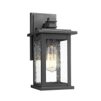 Emliviar Outdoor Wall Sconce 1Light Exterior Wall Lantern In Black Finish With Clear Seeded Glass Os1803Ew1