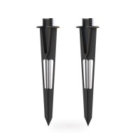 Goodsmann 2Pcs Metal Ground Spike Stake Male Thread Replacement 3/4 In-14 Npsm For Low Voltage Landscape Lights Compatible With Goodsmann Lights 9920-4820-02 Black