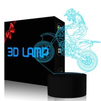 Yklworld Motocross 3D Lamp Led Illusion Motorcycle Night Light For Kids Room Decor Usb 7 Color Changing Toys Birthday Gifts For