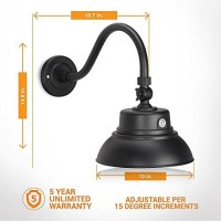 2 Pack - 10In. Black Gooseneck Barn Light Led Fixture For Indoor/Outdoor Use - Photocell Included - Swivel Head - 25W - 2000Lm - Energy Star Rated - Etl Listed - Sign Lighting - 3000K (Warm White)