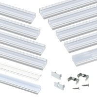 Muzata 10Pack 33Ft1M Led Channel System With Transparent Clear Cover Lens Aluminum Extrusion Track Housing Profile For Strip L