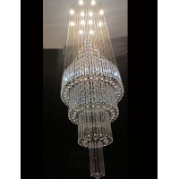 Flashing God D32''X H120'' High Ceiling Chandelier Crystal Raindrop Chandeliers Staircase Large Chandelier Villa Entrance Foyer Ceiling Light High Ceiling Pendant Light Fixture,12 Bulbs Include