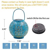 Homeimpro Solar Big Lantern Hanging Garden Outdoor Waterproof Decorative Lights Metal Table Lamp For Patio, Yard, Christmas Gift, 2023 New Updated Bottom Pattern (1Pack, Teal Blue)