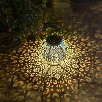 Homeimpro Solar Big Lantern Hanging Garden Outdoor Waterproof Decorative Lights Metal Table Lamp For Patio, Yard, Christmas Gift, 2023 New Updated Bottom Pattern (1Pack, Teal Blue)