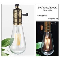 Led Edison Bulb Dimmable 6W Vintage Led Light Bulb 60W Equivalent 2200K Warm White 520 Lumen St64 Led Filament Bulb E26 Medium Base Decorative Clear Glass For Bathroom Kitchen Dining Room, 4 Pack