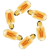 Yfxrlight Dimmable Amber Colored 6W Led Tubular Edison Bulbs, T10 Led Bulbs 2200K Soft Warm,60 Watt Bulb Equivalent, 420Lm, E26 Medium Base Lamp Bulb For Desk Lamp, Pendant Lights,6-Pack