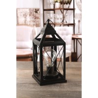 Circleware Lantern Metal Cage Style Desk, Table, Or Hanging Lamp - Cordless Accent Light With Led Bulb - 10.25