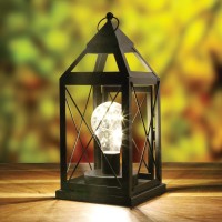 Circleware Lantern Metal Cage Style Desk, Table, Or Hanging Lamp - Cordless Accent Light With Led Bulb - 10.25