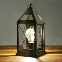 Circleware Lantern Metal Cage Style Desk, Table, Or Hanging Lamp - Cordless Accent Light With Led Bulb - 10.25