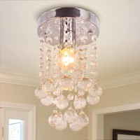 Dixun Modern Mini Chandelier Crystal Chandelier Lighting Flush Mount Ceiling Light Fixture Chandelier Light For Hallway Passway Bedroom Living Room Bathroom(Silver)