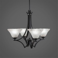 Zilo 4 Light Chandelier Shown In Matte Black Finish With 7 Frosted Crystal Glass