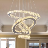 Diisunbihuo Modern Crystal Chandeliers Led Chandelier Pendant Lights Chandelier Rings Pendant Light 15/25/35/45Cm(5.9/9.8/13.7/17.7 Inches)(Warm White 15/25/35/45)