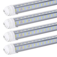 Bsk.Bestka 8Ft Led Light Tube, 120W 14000Lm 6500K,R17D/Ho Base 270 Degree V Shape Led Chip Bulbs, Dual-End Powered, Ballast Bypass, Fluorescent Replacement, Clear Cover - 20 Pcs