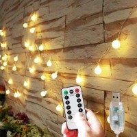 Amars Christmas Bedroom 16.4Ft Led Fairy String Lights With Remote Timer, Usb Plug, Wall Hanging Cute Globe String Lights For Indoor Outdoor Porch Curtain Classroom Tapestry Party Patio