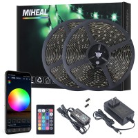 Miheal Led Light Strip, Wifi Wireless Smart Phone Controlled 65.6Ft Ip65Waterproof Strip Light Kit Black Pcb 5050 Led Lights,Working With Android And Ios System,Ifttt[Energy Class A++](2Th Gen