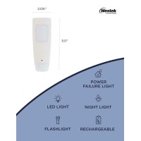 Westek Led Emergency Lights For Home Power Failure, 2 Pack - 3 Function Power Failure Light, Rechargeable Flashlight And Night Light - Must-Have For Snow Storms And Blackouts - Nl-Pwfl