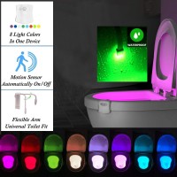 The Original Toilet Night Light Gadget Fun Bathroom Lighting Add On Toilet Bowl Seat Motion Sensor Activated Led 9 Color Modes