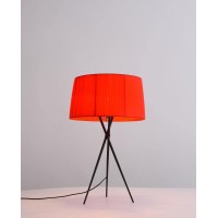 Paige Table Lamp In Red Carbon Steel And Fabric Shade