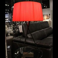 Paige Table Lamp In Red Carbon Steel And Fabric Shade