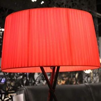 Paige Table Lamp In Red Carbon Steel And Fabric Shade