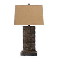 Homeroots Lighting 475-Inch X 95-Inch X 295-Inch Brown, Vintage With Metal Pedestal - Table Lamp