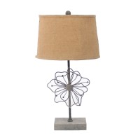 Homeroots Lighting 11-Inch X 15-Inch X 2775-Inch Tan, Country Cottage With Blooming Flower Pedestal - Table Lamp