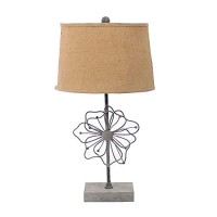 Homeroots Lighting 11-Inch X 15-Inch X 2775-Inch Tan, Country Cottage With Blooming Flower Pedestal - Table Lamp