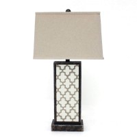 Homeroots Lighting Contemporary Table Lamp With Rock Floral Base