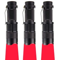 Wayllshine (Pack Of 3 Single Mode Red Light Flashlight, 1 Mode Red Led Flashlight Red Flashlight Torch, Red Led Red Light For Astronomy, Aviation, Night Observation