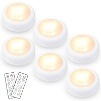 Ledera Led Puck Lights With Remote, Wireless Under Cabinet Lights, Battery Powered Color Changing Lights With Dimmer And Timer, Stick On Closet Lights, Stick-Up Lights For Kitchen Indoor, 6-Pack