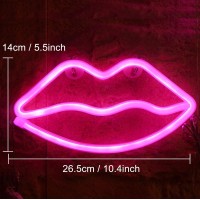 Xiyunte Pink Lip Neon Sign, Battery Or Usb Operated Led Lip Neon Light For Valentines Decorations, Lip Neon Light Sign For Girl'S Room, Dorm, Bedroom, Party, Wedding Anniversary, Home Decor