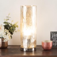 Lavish Home 72-Uplt-1 Table Lamp With Silver Mercury Finish, Textured Tree Bark Pattern And Included Led Light Bulb For Home Uplighting