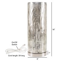 Lavish Home 72-Uplt-1 Table Lamp With Silver Mercury Finish, Textured Tree Bark Pattern And Included Led Light Bulb For Home Uplighting