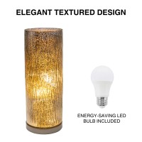 Lavish Home 72-Uplt-1 Table Lamp With Silver Mercury Finish, Textured Tree Bark Pattern And Included Led Light Bulb For Home Uplighting