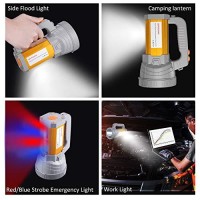 Geprosma Multi Functions Rechargeable Flashlight High Lumens,Handheld Spotlight Led 6000 Lumens Super Bright, Large Battery 10000 Long Lasting Powerful Searchlight Plus Side Lantern,Home Outdoor