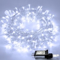 Jmexsuss 33Ft 100 Led White Christmas Lights, 8 Modes Connectable Clear Wire Twinkle Fairy String Lights Indoor, Plug-In Christmas String Lights Outdoor Waterproof For Christmas Wedding Party Tree