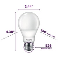 Philips Led Dimmable A19 Light Bulb With Warm Glow Effect 800-Lumen, 2200-2700 Kelvin, 9.5-Watt (60-Watt Equivalent), E26 Base, Frosted, Soft White, 4-Pack