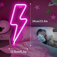 Xiyunte Neon Sign Lightning Bolt Neon Light Sign For Wall Decor, Battery Or Usb Powered Led Lightning Light Pink Neon Signs For Bedroom, Kids Room, Living Room, Bar, Party, Christmas, Wedding