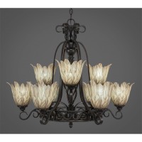 Elegant 9 Light Chandelier Shown In Dark Granite Finish With 7