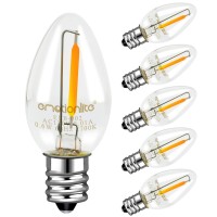 Emotionlite Night Light Bulbs, Led C7 Bulb, E12 Candelabra Base, Salt Lamp And Nightlight Replacement Bulb, 0.5W, Warm White 2700K, 50Lm, 6 Pack