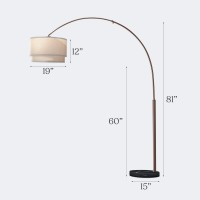 Brightech Mason Arc Floor Lamp Modern Corner Standing Lamp With Unique Hanging Drum Lamp Shade For Living Room Bright Overhe