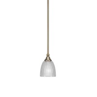 Stem Mini Pendant With Hang Straight Swivel Shown In New Age Brass Finish With 5 Clear Glass