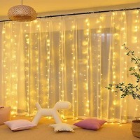 Jmexsuss 300 Led Remote Control Curtain Lights, Plug In Fairy Curtain Lights Outdoor, Window Wall Hanging Curtain String Light For Bedroom Backdrop Wedding Party Indoor Christmas Decor (Warm White)