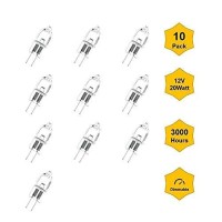 Phoenimax 10Pack, G4-12V-20W Jc Bi-Pin Base Halogen Bulb, For Landscape, Puck Lights, Indoor & Outdoor Lights Bright White 3000K