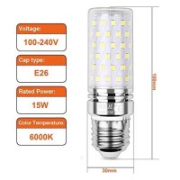 Sagel E26 Led Corn Bulbs 15W, 120W Incandescent Bulbs Equivalent, 6000K Cool White Candelabra Bulbs, Non-Dimmable, 1500Lm, Edison Screw Corn Light Bulbs, 4-Pack�