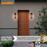 Sunlite Led Wall Sconce With Rain Glass Panel, 9 Watts, 450 Lumens, Indoor/Outdoor, Black Finish, Ada Compliant, 3000K Warm White, Etl Listed